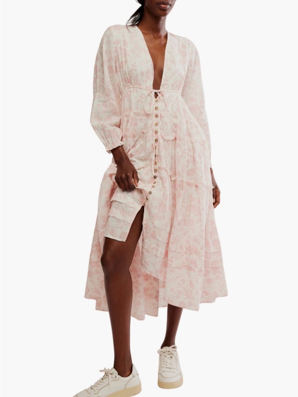 Free People Pink Floral Midi Dress
